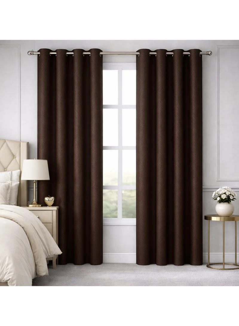 بليس كاسا ستائر بلاك أوت بنقوش بلايس كاسا × سم - عازلة حرارياً، مخفضة للضوضاء، مانعة للضوء والأشعة فوق البنفسجية بحلقات لغرفة النوم والمعيشة، قطعتان بني شوكولاتة